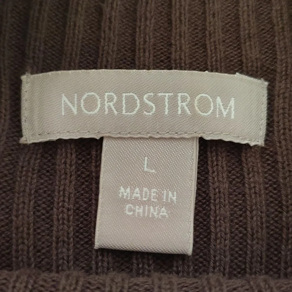 Nordstrom VTG 2004 Brown Ribbed 100% Cotton Mock Neck Sweater‎ Large